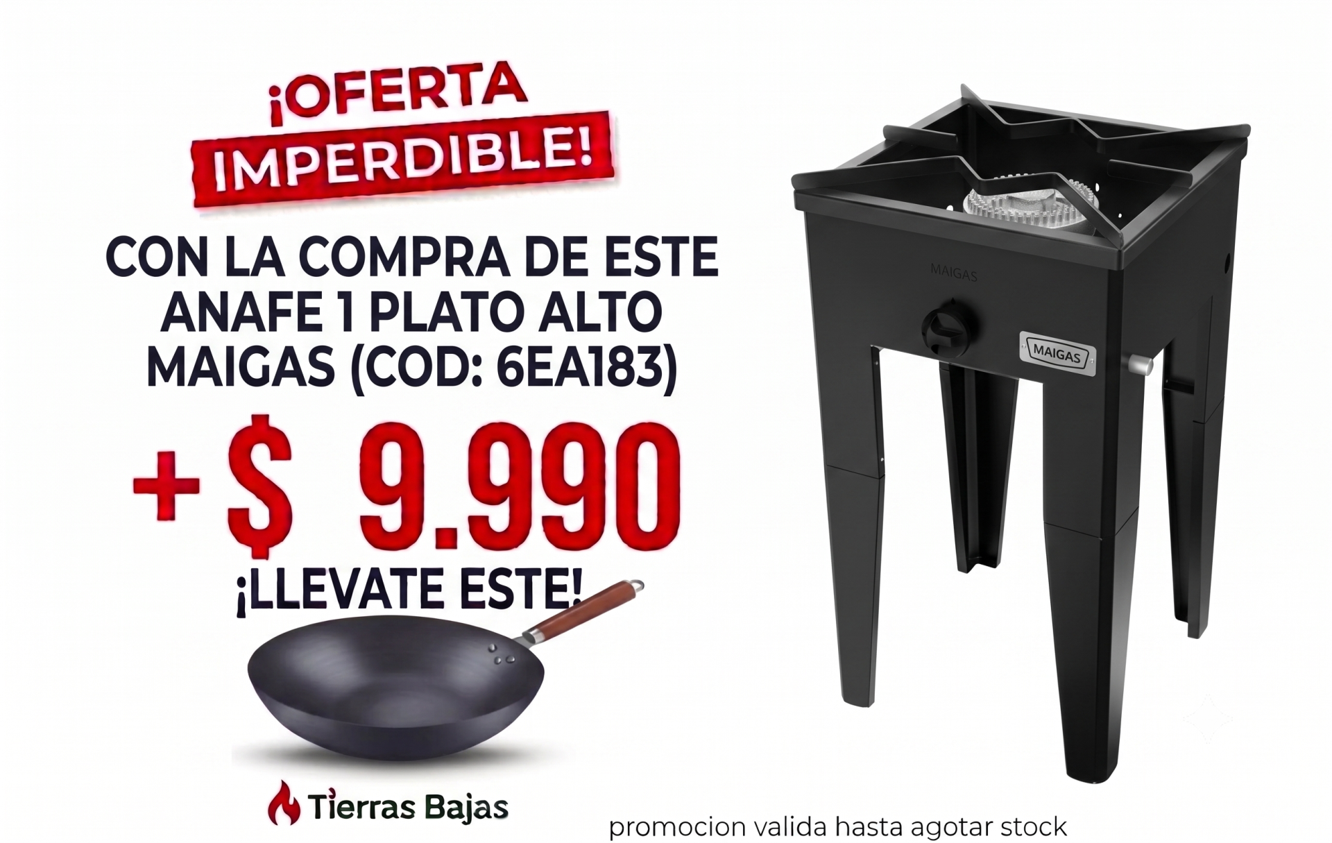 1P ALTO Anafe Maigas 1 Plato Alto GLP - 6EA183 (Negro)