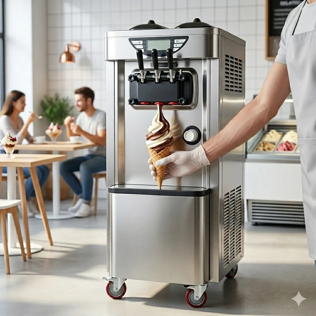 Máquinas de helado soft industrial, una excelente inversión de equipamiento comercial para aumentar la rentabilidad de tu local.