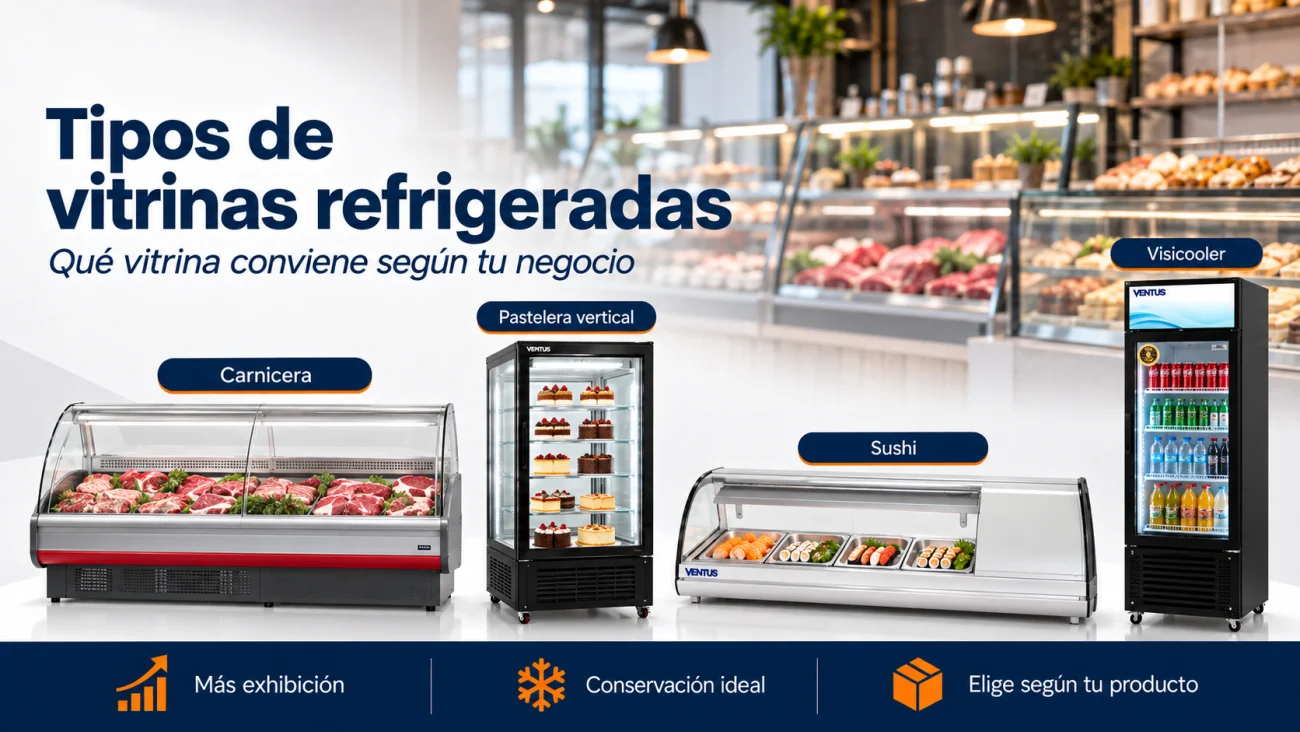 ¿cuáles son los diferentes tipos de vitrinas refrigeradas?sobremesa, pastelera vertical, sushi, exhibición, conoce sus características y diferencias.